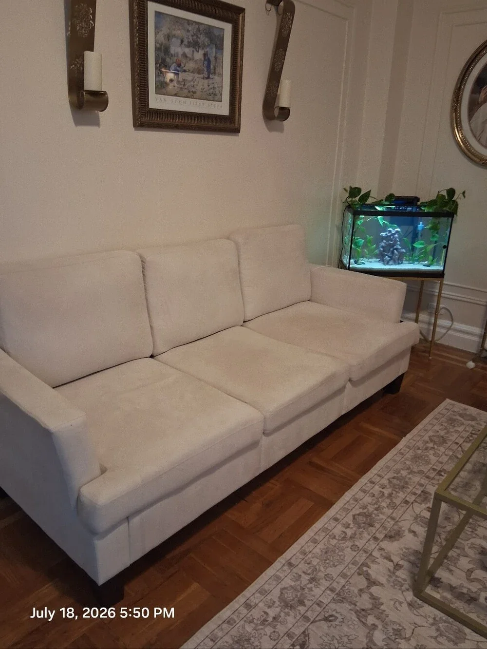 Beige Modern Three-Seat Sofa - Neutral Home Accent